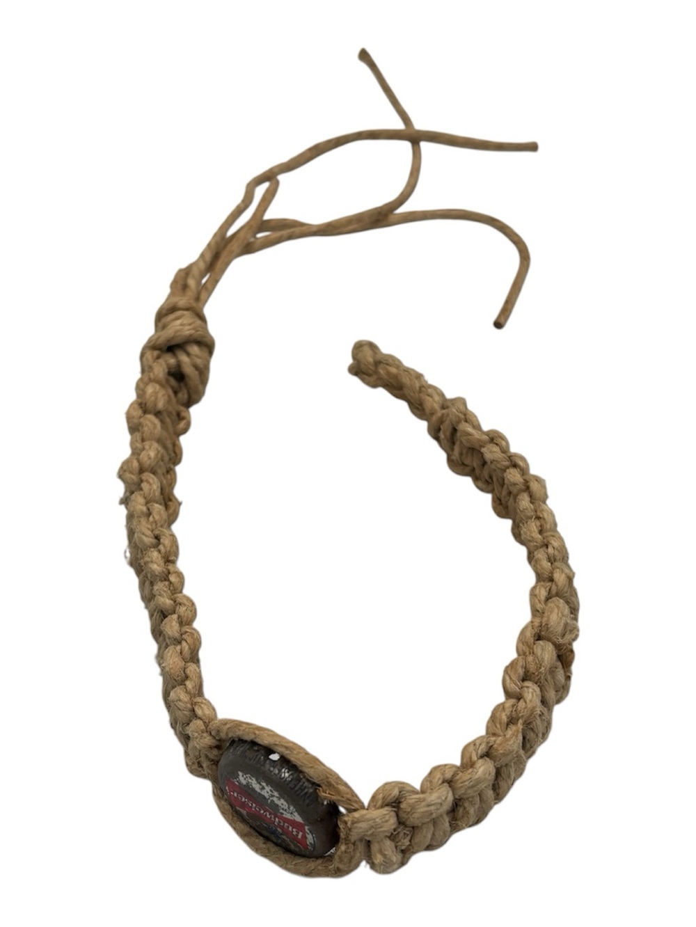 15.5” Handmade Thick Hemp 6.5” Adjustable Necklace W/ Beer Bottle Cap Pendant